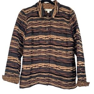 Coldwater Creek Brown Animal Print Button Down Jacket Shacket Medium